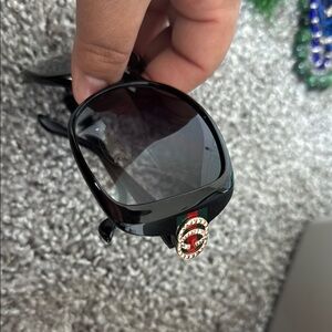 Black Sunglasses with Red and Green Accents